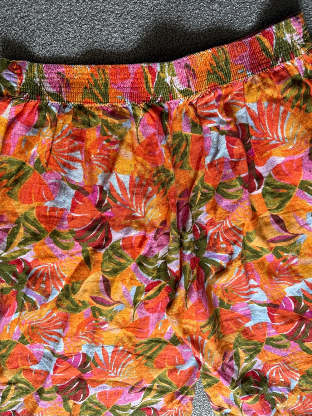 C&C California Wide Leg Pants Orange Tropical Palm Print 100% Linen NWT | Sz XL - Picture 6 of 15